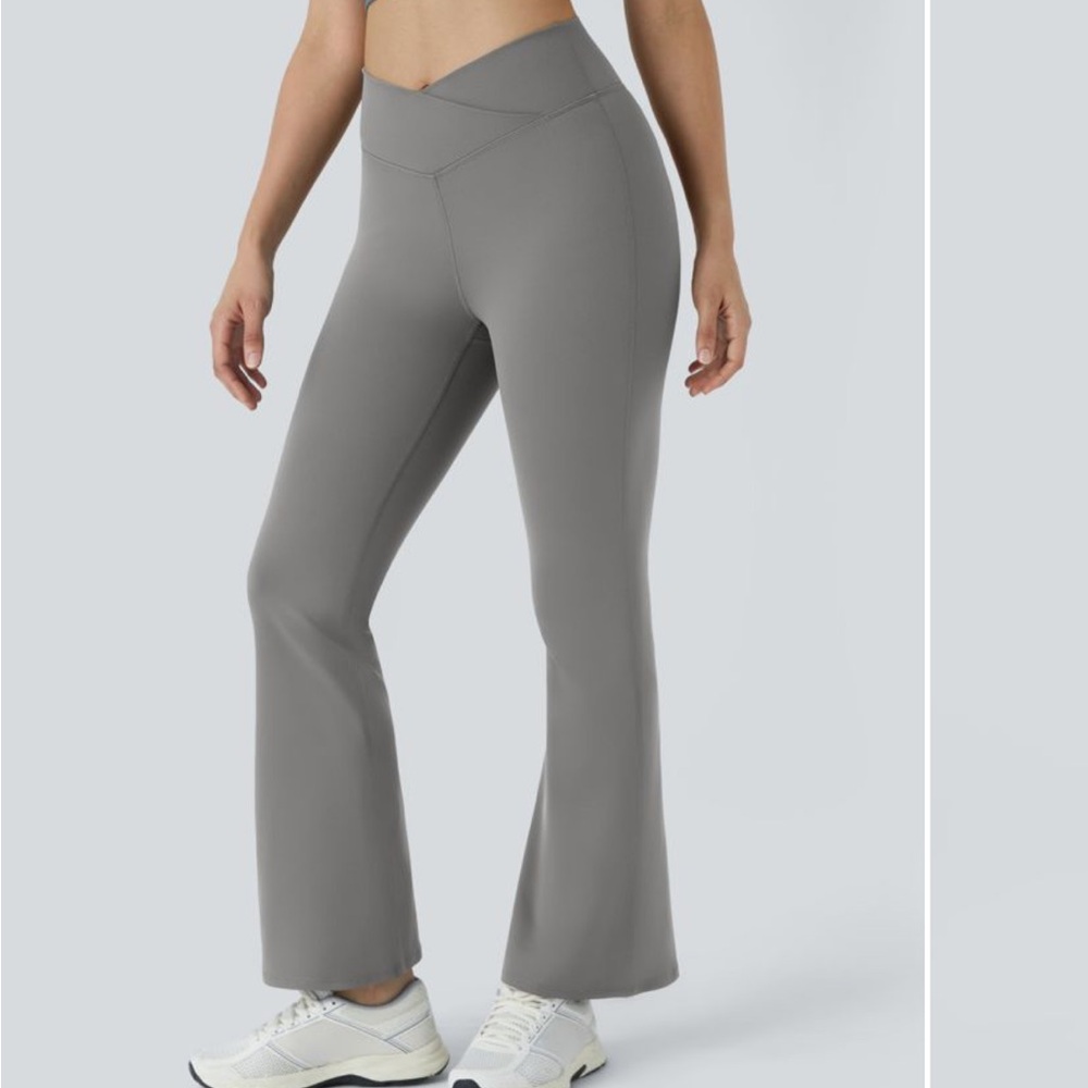 High Waisted Crossover Flare Yoga Leggings